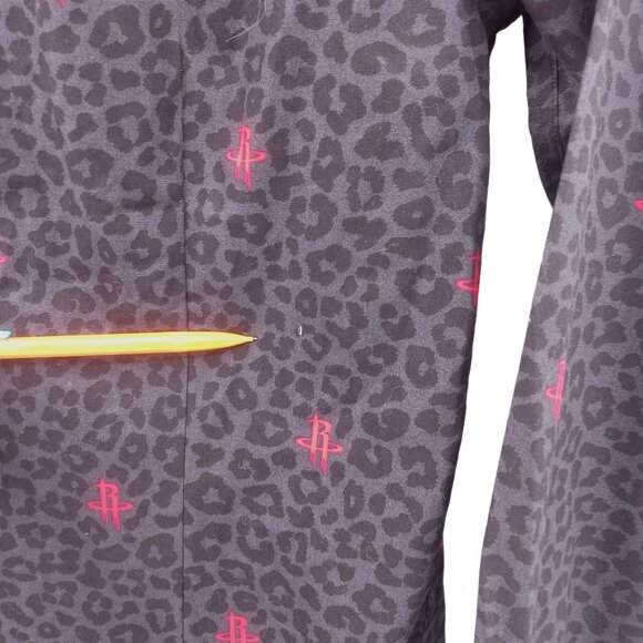 Express Mens Black Houston Rockets Slim Dress Shirt Size M 15" 15.5" Leopard - Picture 8 of 16